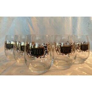 Vintage 60s Wine Glasses 1960s Gold Black Mid Century Retro Mod Mad Men Home Bar